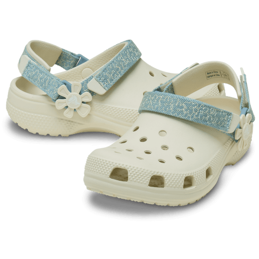 Kids’ Classic Denim Flower Adjustable Backstrap Clog - US 6760