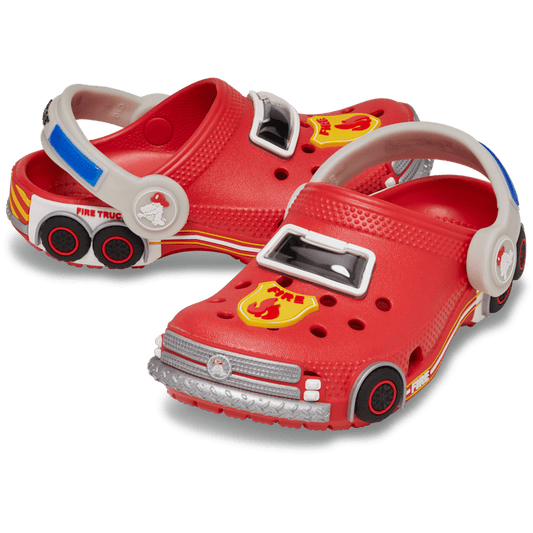 Toddler Classic IAM Fire Truck Lights Backstrap Clog - US 6304