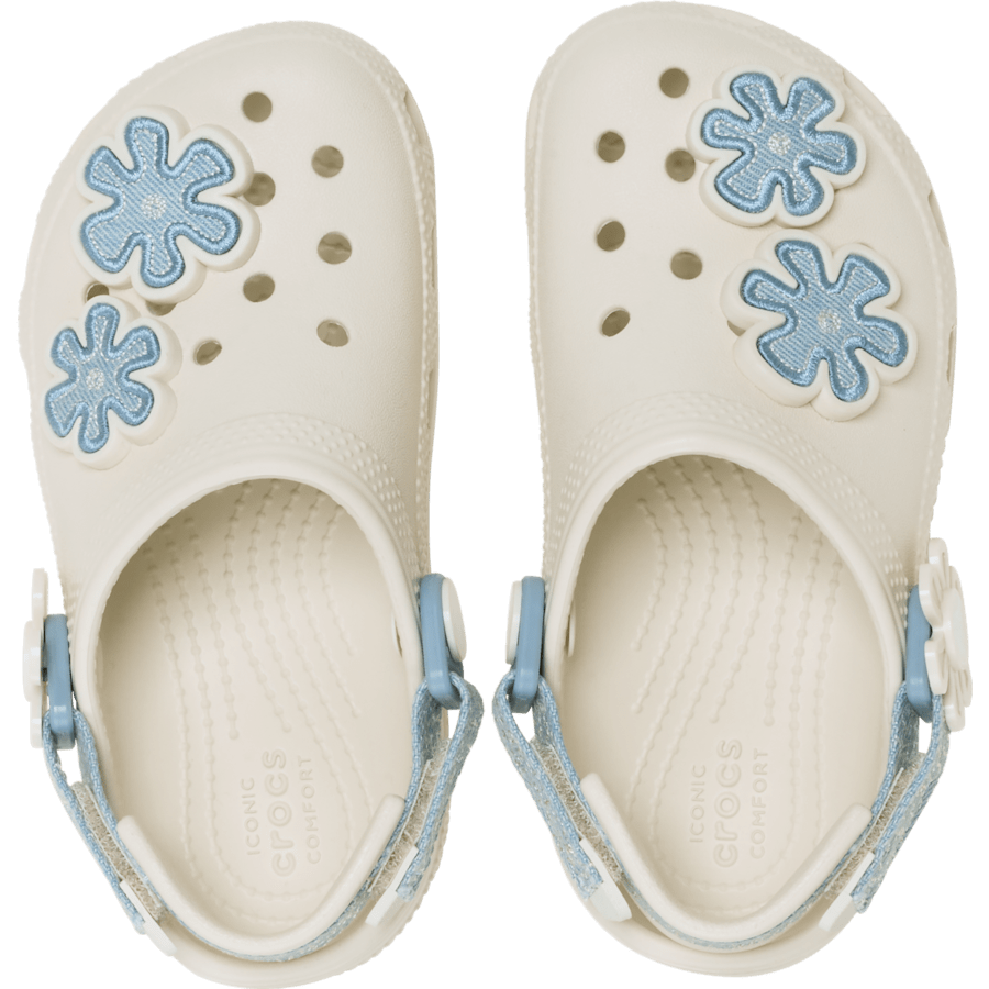 Toddler Classic Denim Flower Adjustable Backstrap Clog - US 2582