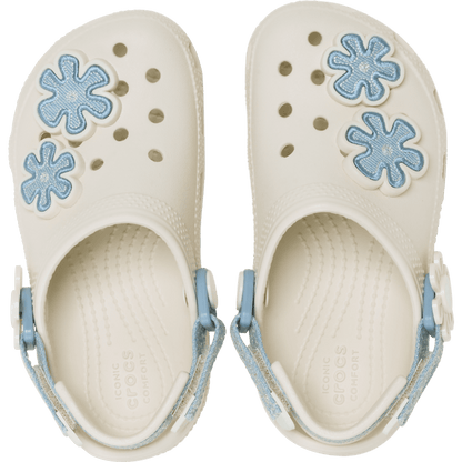 Toddler Classic Denim Flower Adjustable Backstrap Clog - US 2582