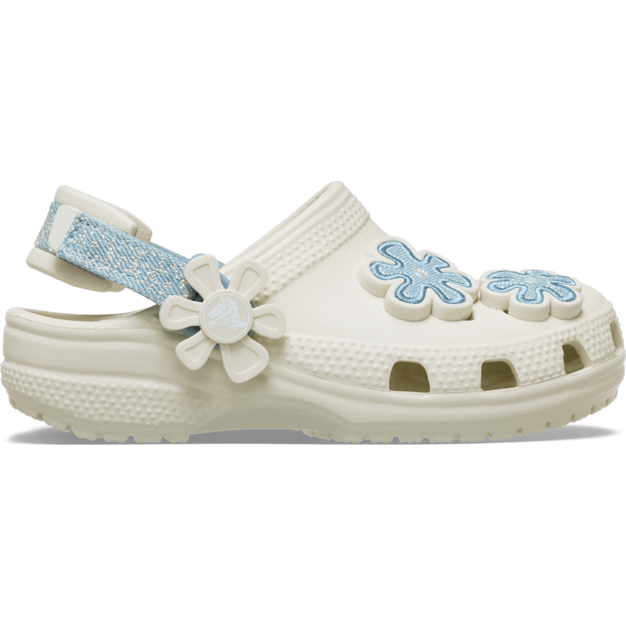 Toddler Classic Denim Flower Adjustable Backstrap Clog - US 2582