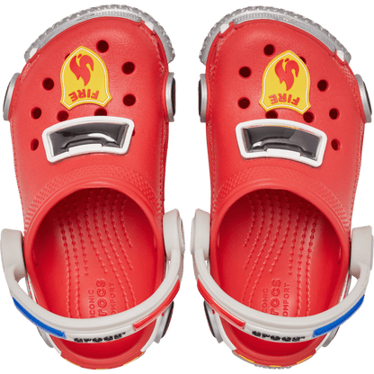 Toddler Classic IAM Fire Truck Lights Backstrap Clog - US 6304