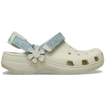 Kids’ Classic Denim Flower Adjustable Backstrap Clog - US 6760