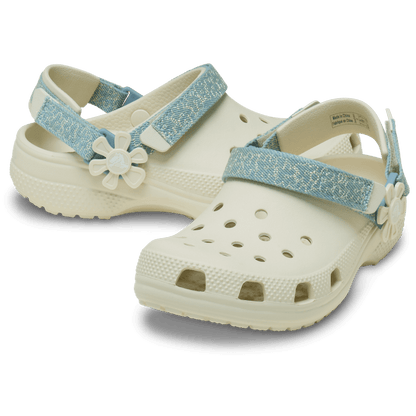 Kids’ Classic Denim Flower Adjustable Backstrap Clog - US 6760