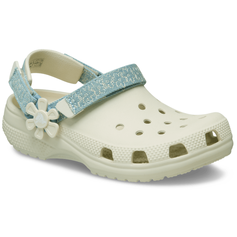 Kids’ Classic Denim Flower Adjustable Backstrap Clog - US 6760