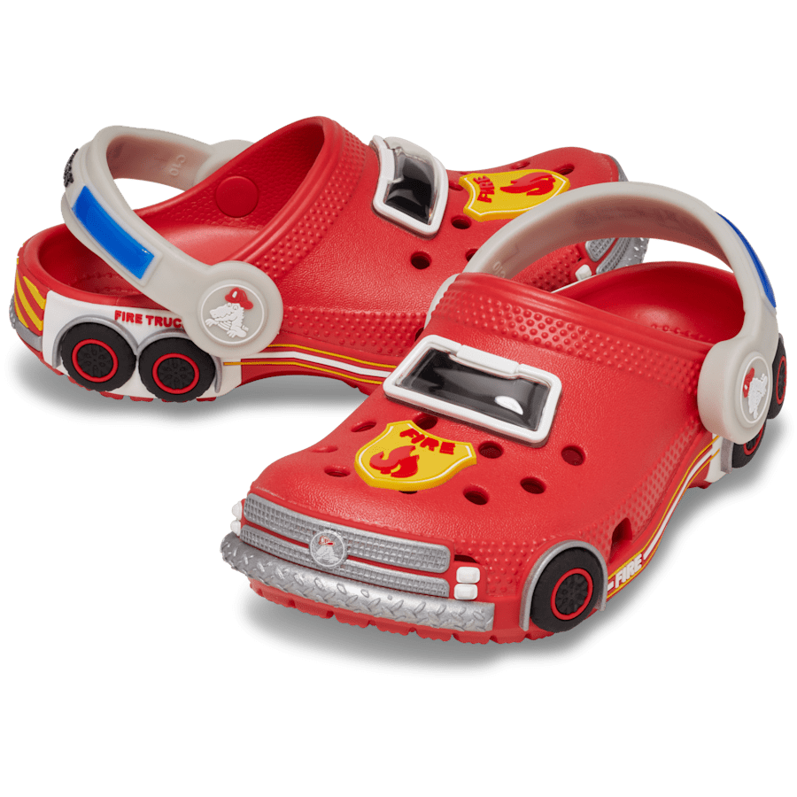 Toddler Classic IAM Fire Truck Lights Backstrap Clog - US 6304