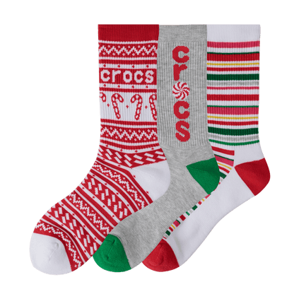 CrocsSocks Kids’ Candy Cane 3-Pack - US 8584