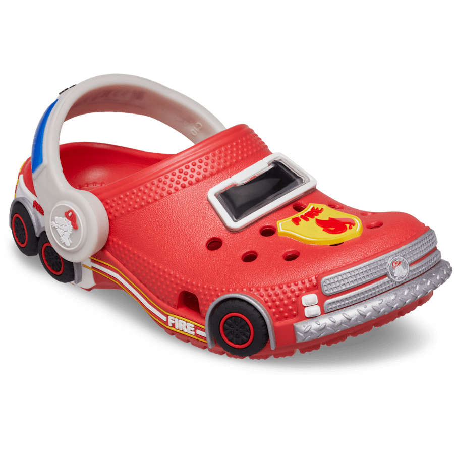 Toddler Classic IAM Fire Truck Lights Backstrap Clog - US 6304