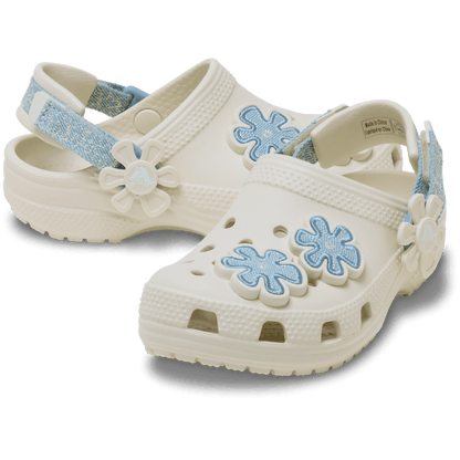 Toddler Classic Denim Flower Adjustable Backstrap Clog - US 2582